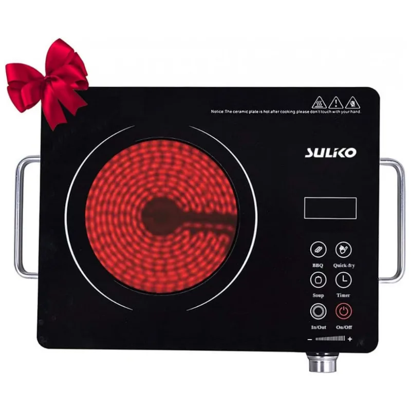 Cooktop Fogao Eletrico 1800w, Inducao Fogao Aco Inoxidavel, Vidro, Cookware Ceramico, Suliko, Preto