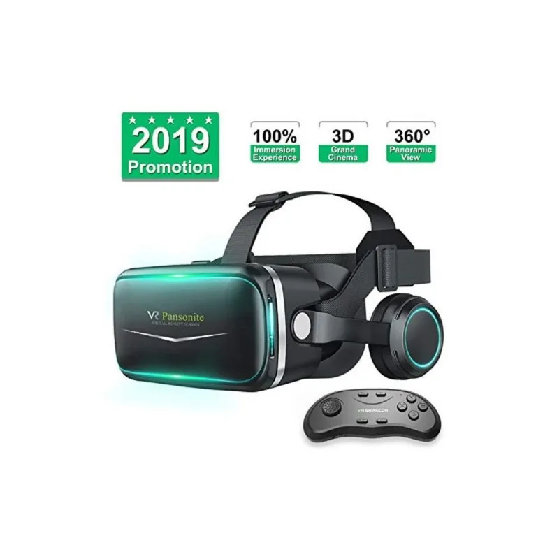 Óculos Realidade Virtual com Fone de Ouvido Controle Remoto 3D Óculos