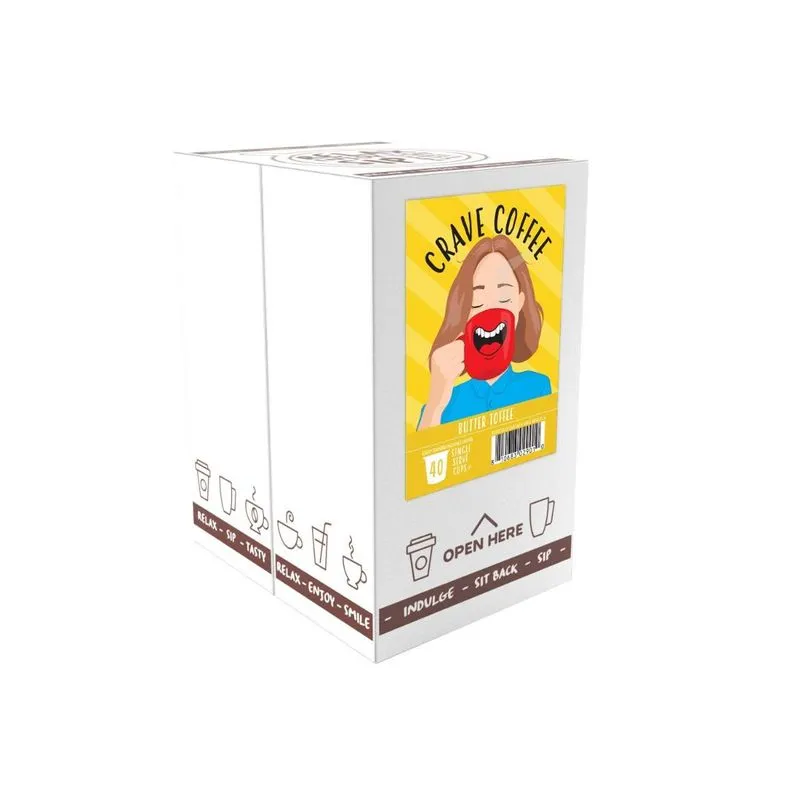 Cápsulas de café com sabor de caramelo com manteiga café Crave 40 unidades