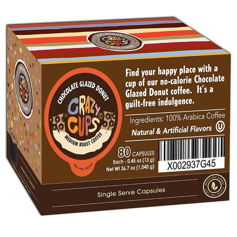 Cápsulas de Café Sabor Donut com cobertura de chocolate 80u Crazy Cups