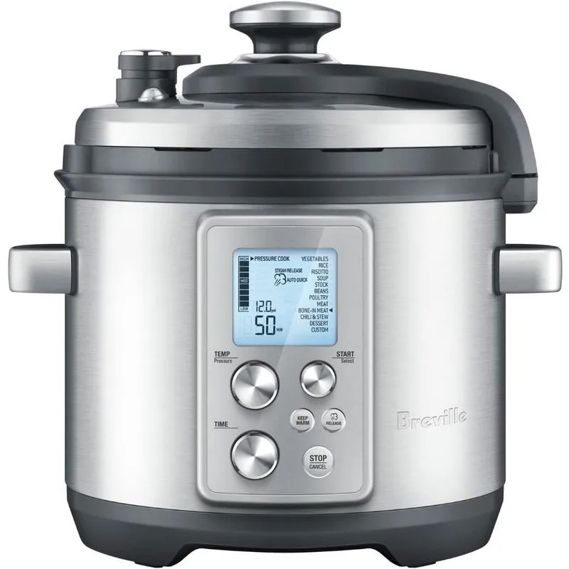 Breville Panela Elétrica de Pressão 11 Configurações 5L-1100W-110V, Aço Inoxidável.