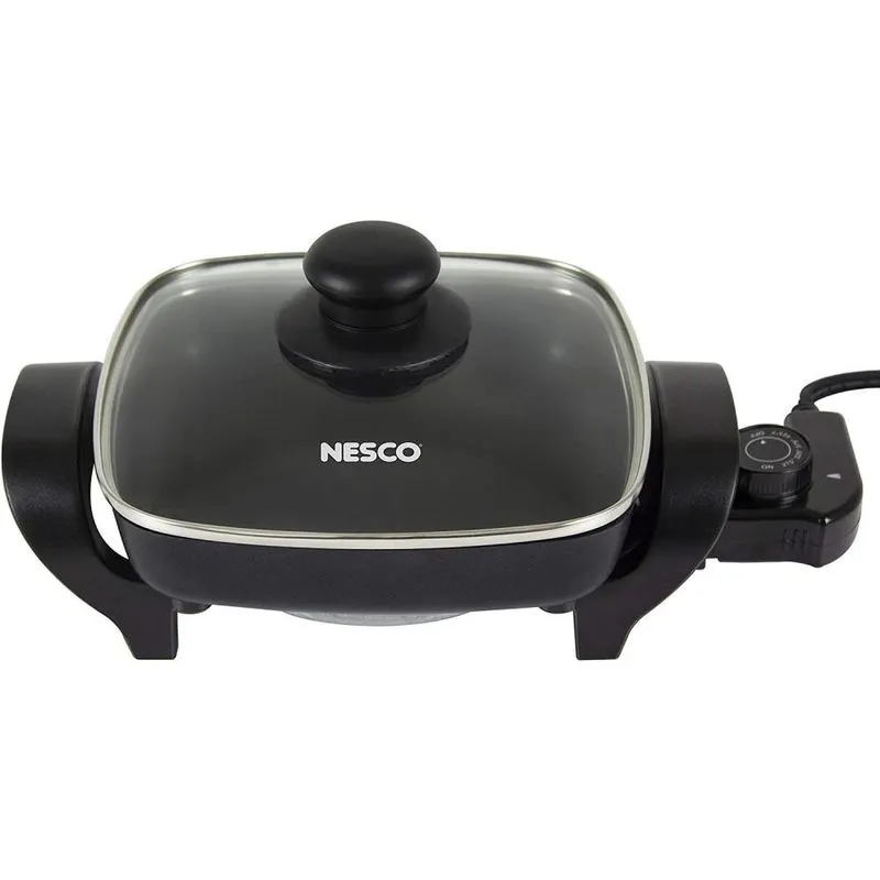 Nesco Panela Elétrica Antiaderente Portátil 20 cm, 800W-110V, Preta.