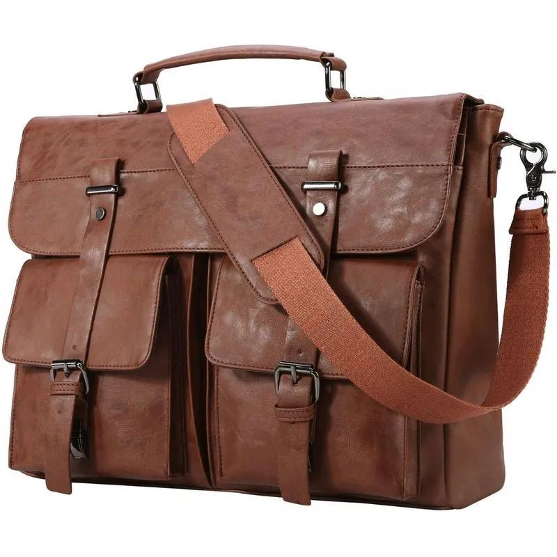 seyfocnia BolsaPasta de Couro para LaptopVintage