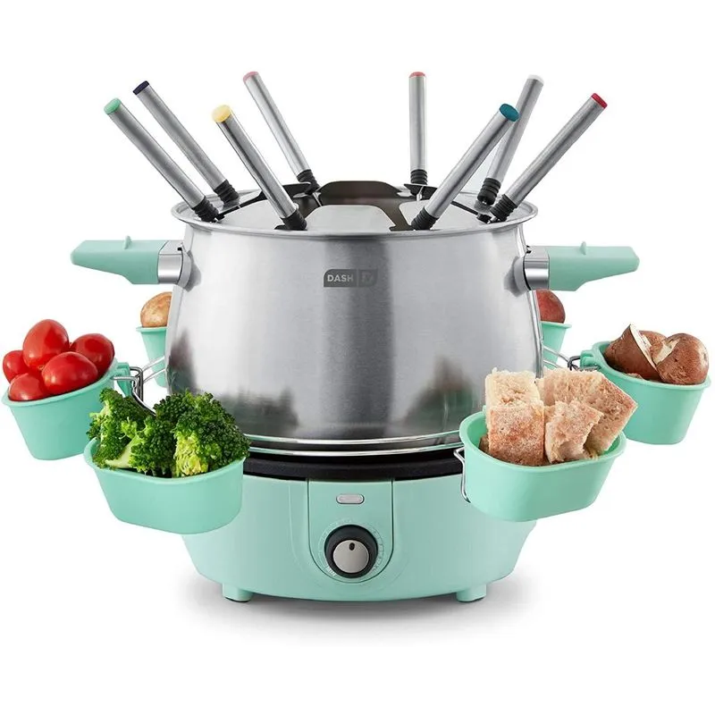 Dash Panela Elétrica de Fondue Capacidade 28L 8 Garfos 110V Azul Turquesa