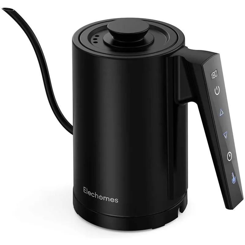 Elechomes Gooseneck Chaleira Elétrica de 08L Aço Inoxidável 1000W110V Preta
