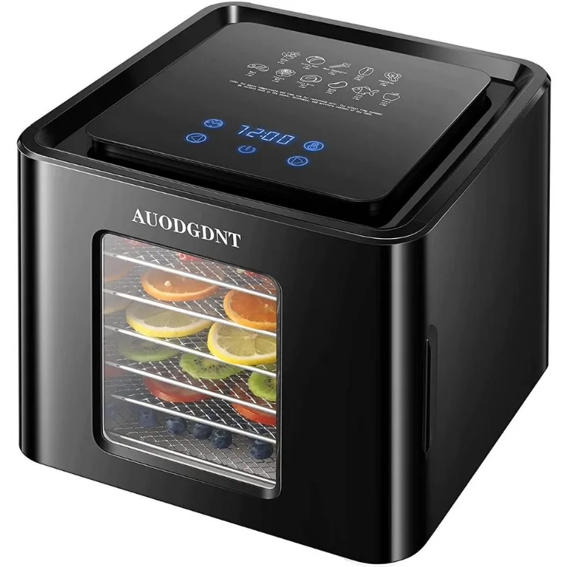 AUODGDNT Desidratadora de Alimentos com 6 Bandejas de Aço Inoxidável e Tela LED 500W110V