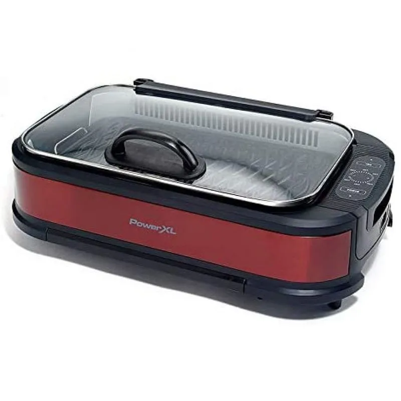PowerXL Churrasqueira Elétrica Serve até 4 Pessoas Aço Inoxidável 110V1200W Vermelha