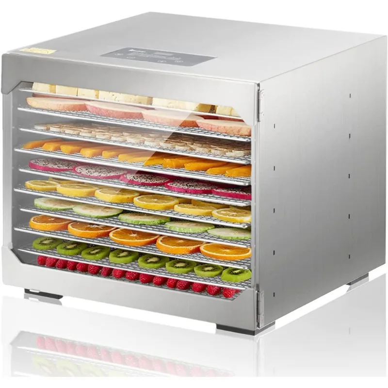 ROVSUN Máquina Desidratadora de Alimentos Comercial com 10 Bandejas e Temporizador Digital 800W110V