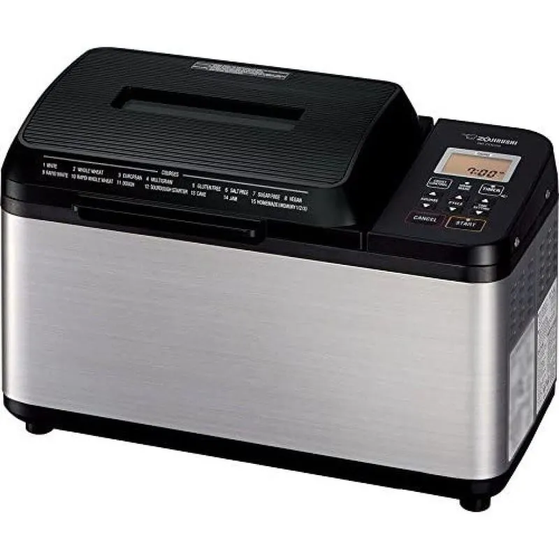 Zojirushi Máquina de Fazer Pão Até 1 Kg com Painel LCD Aço Inoxidável 110V 700W Preta