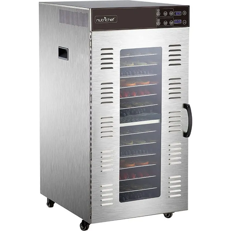 NutriChef Máquina Desidratadora de Alimentos Comercial com 20 Bandejas 2000W110V Prata