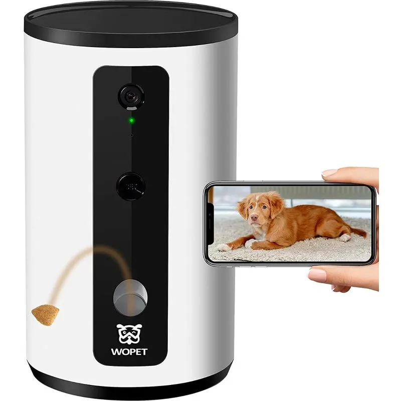 WOpet Câmera Full HD WiFi com Dispensador de Petiscos para Animais de Estimação