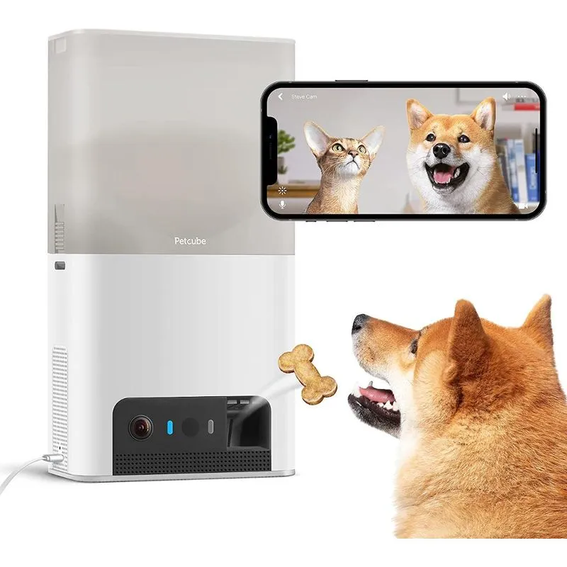 Petcube Câmera WiFi Remota 1080p com Dispensador de Petiscos Branco