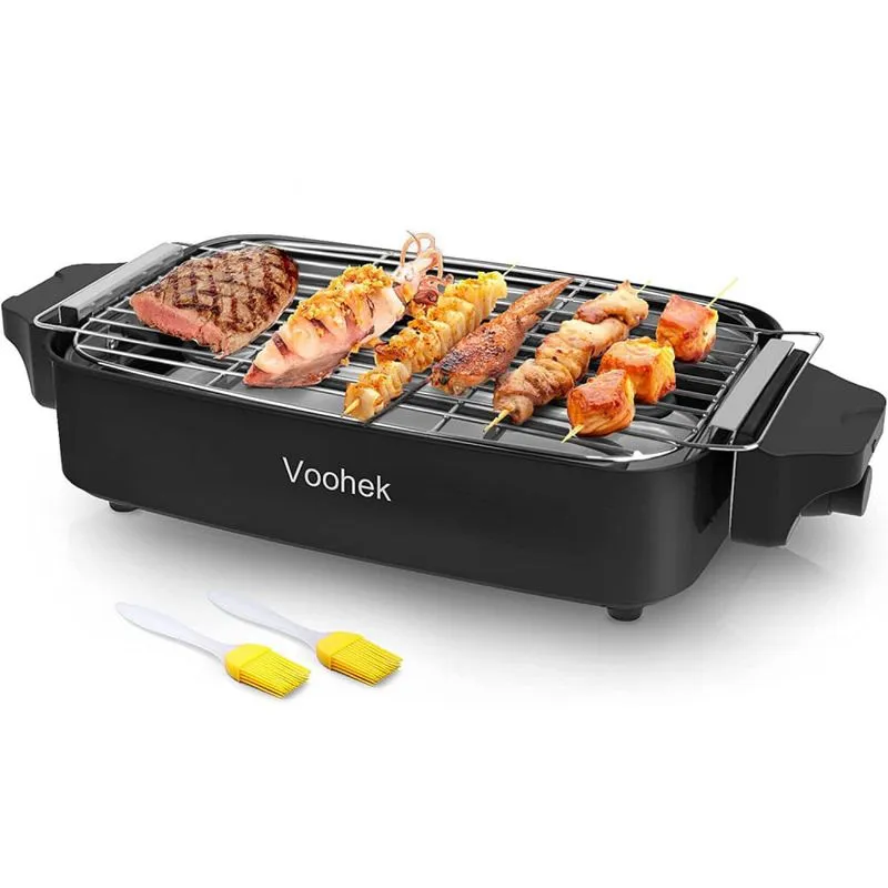 Voohek Churrasqueira Elétrica serve até 5 Pessoas 1800W110V Preta