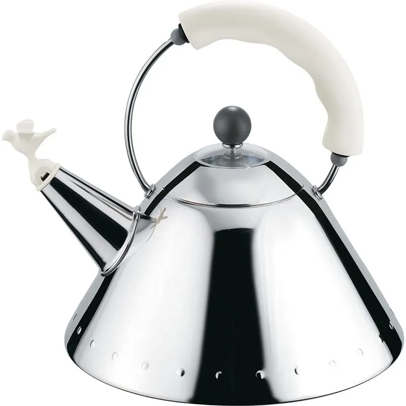 Alessi Chaleira 15L com Apito e Cabo ergonômico Aço Inoxidável Prata