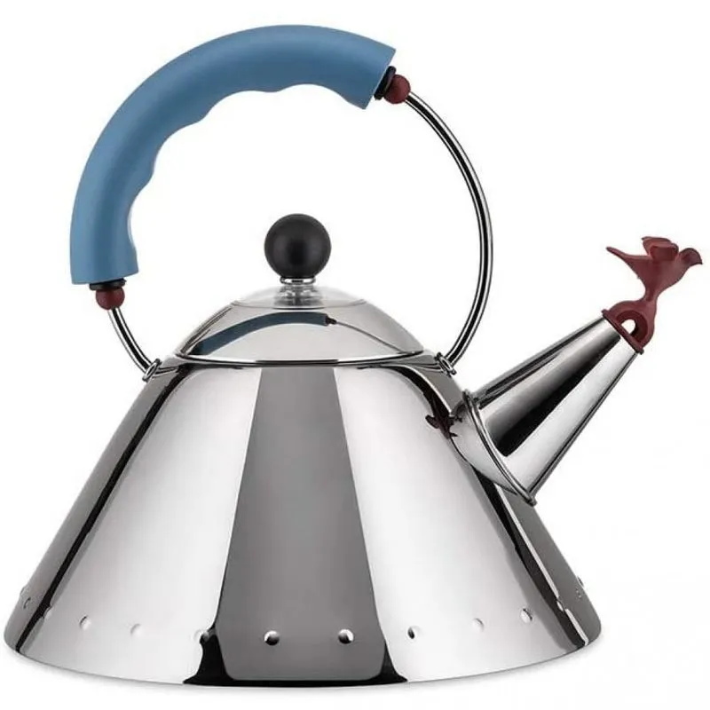 Alessi Chaleira 15L com Apito e Cabo ergonômico Aço Inoxidável Azul