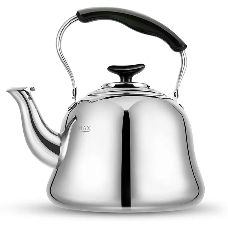 MAX Chaleira 2L com Apito e Cabo ergonômico Aço Inoxidável Prata