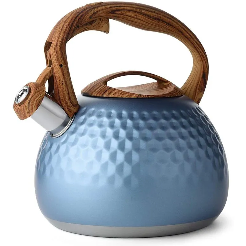 VONIKI Chaleira 2L com Apito e Cabo ergonômico Aço Inoxidável Azul