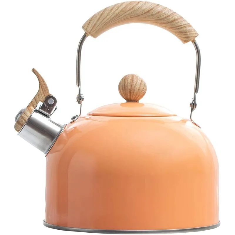 ROCKURWOK Chaleira 2L com Apito e Cabo ergonômico Aço Inoxidável Laranja