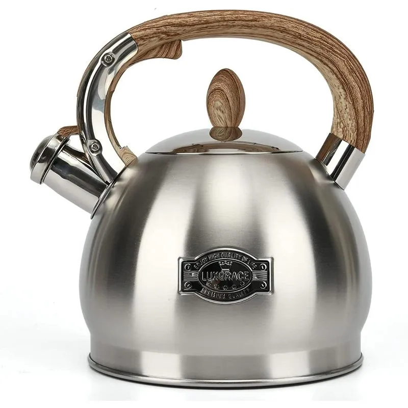 LUXGRACE Chaleira 2L com Apito e Cabo ergonômico Aço Inoxidável Prata