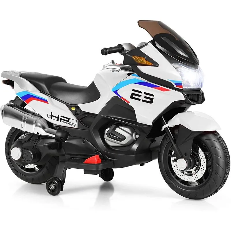Costzon Moto Elétrica Infantil 12V Recarregável com Música e Luzes até 6 kmh Branca 3