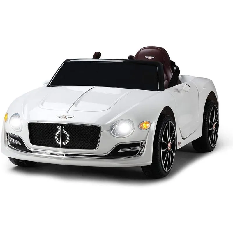 TOBBI CarrinhoCarro Elétrico Bentley 1 lugar 12V c controle remoto USB MP3 5 kmh 2 a 6 anos Branco