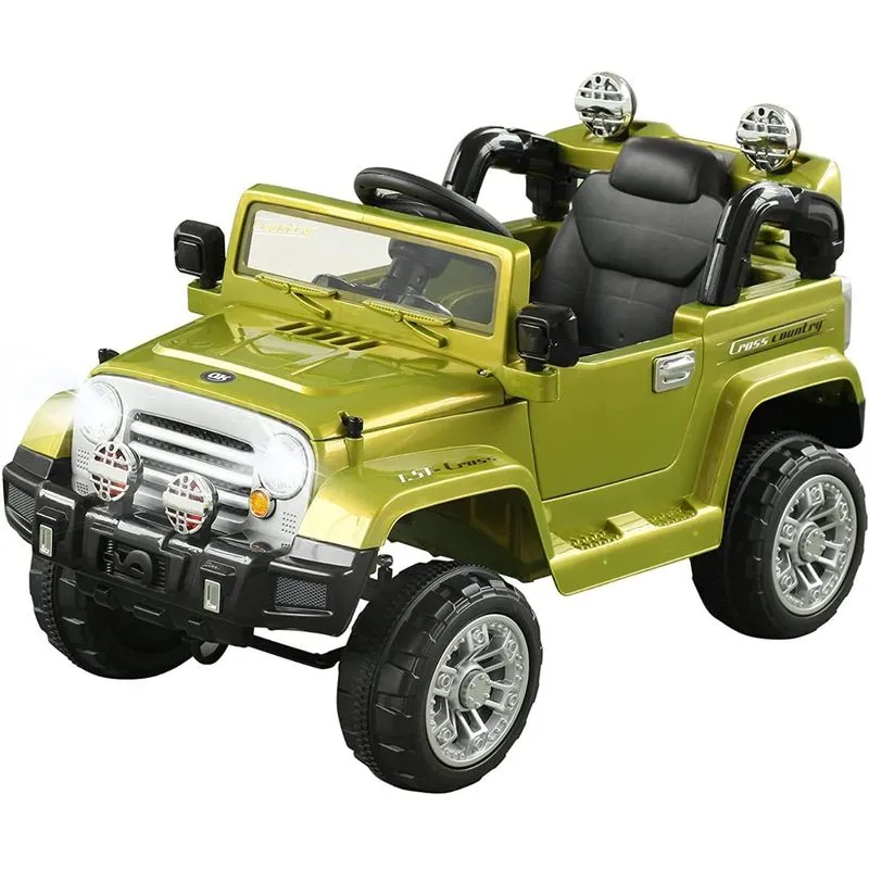 Aosom CarrinhoCarro Elétrico 1 lugar 12V c controle remoto USB MP3 3 kmh 2 a 6 anos Verde