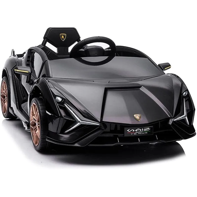 TOBBI CarrinhoCarro Elétrico Lamborghini 1 lugar 12V c controle remoto USB MP3 3 kmh 2 a 6 anos Preto