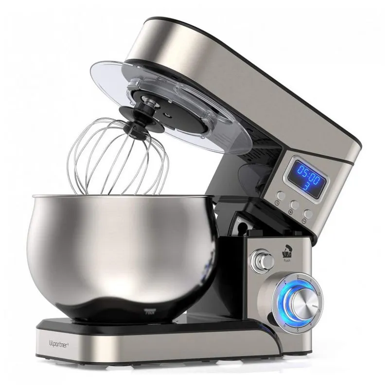 Batedeira De Mao 6 Velocidades, Com 4 Acessorios, Aco Inoxidavel, 5 Litros, 1200w, 110v, Lilpartner Sc 205e, Prateado