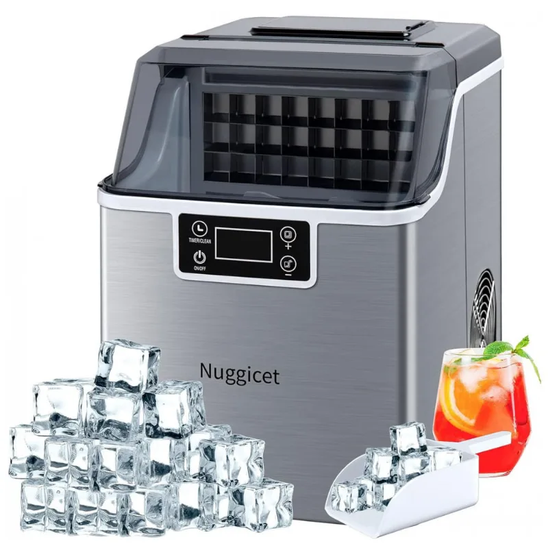 Maquina De Gelo Automatica Portatil Ate 20 Kg De Gelo Em 24h, 110v, Nuggicet, Prateado