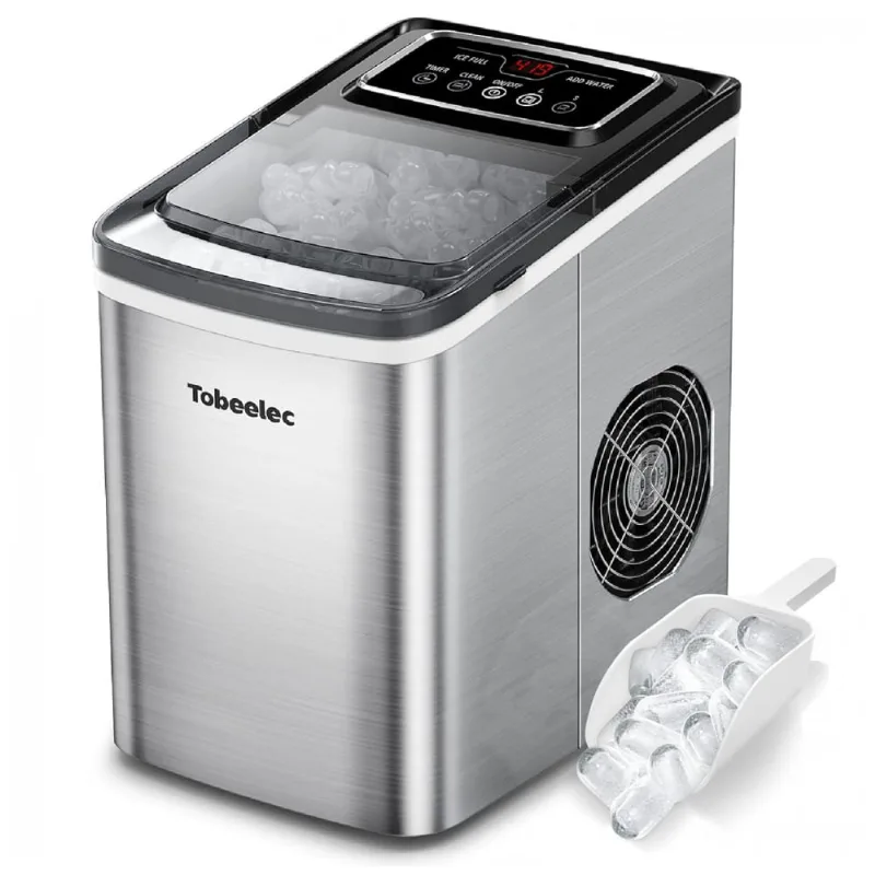 Maquina De Gelo Automatica Portatil Ate 11 Kg De Gelo Em 24h, 110v, Tobeelec Am488639 Us, Prateado