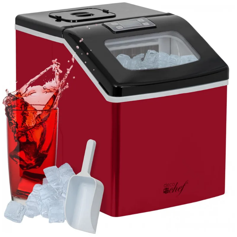 Maquina De Gelo Automatica Portatil Ate 18 Kg De Gelo Em 24h, 110v, Deco Chef, Vermelho