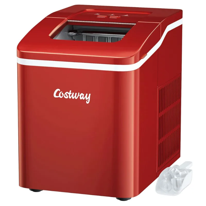 Costway Máquina De Gelo Automática Portátil Até 11 Kg De Gelo Em 24h, 110v, Vermelha