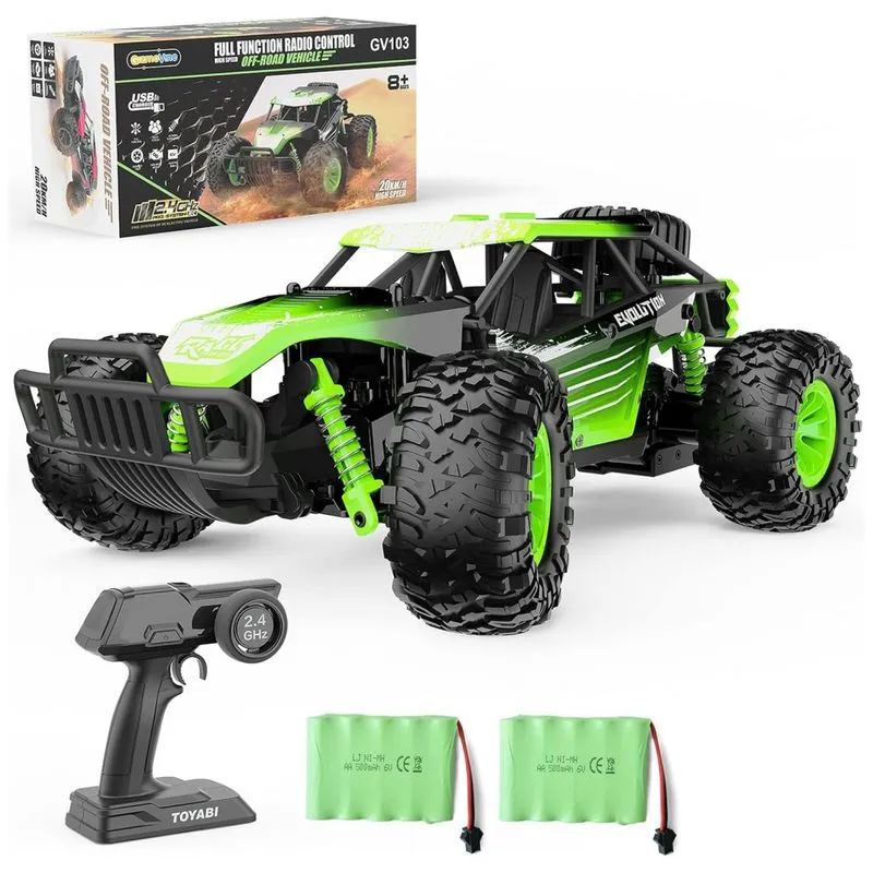 Carrinho De Controle Remoto Off Road, Tracao 4 X 4, Escala 114, Idade Recomendada 8, Gizmovine, Verde