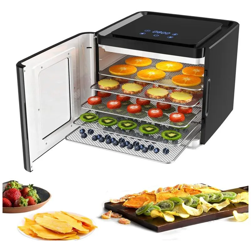 Veresix Máquina Desidratadora De Alimentos C, 6 Bandejas, Aço Inoxidável, 400w, 110v, Preta