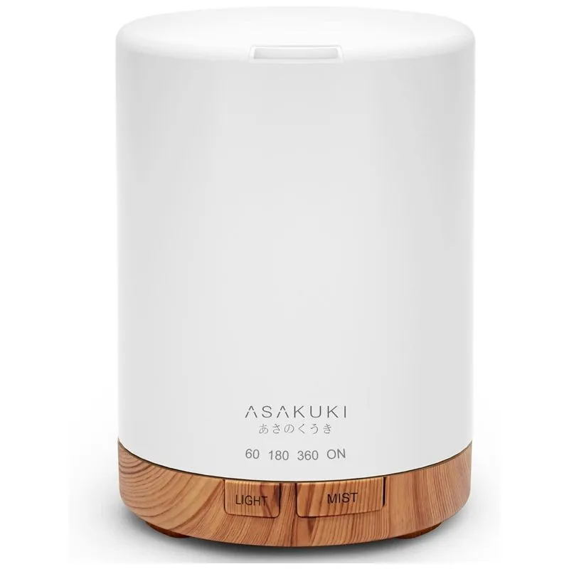 Umidificador Ultrassonico Portatil 0.3l Com Aromaterapia E 7 Luzes Led, Ate 6h, Marron, 110v, Asakuki 100 Df033, Marrom Claro
