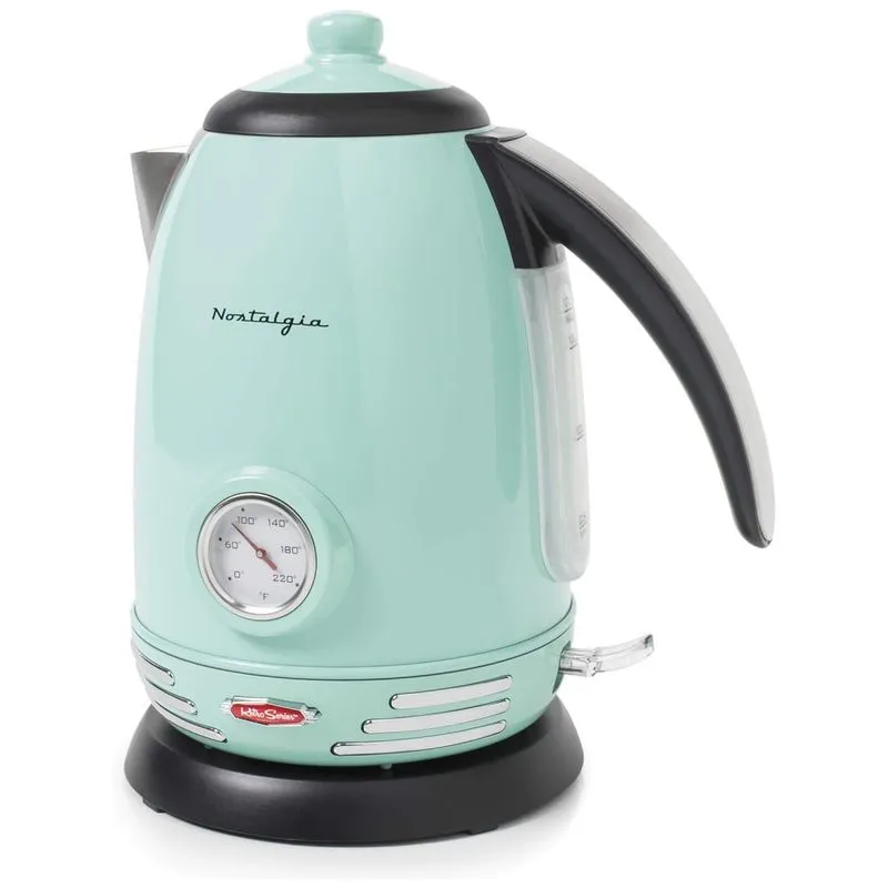 Retro Chaleira Eletrica 1.7l Com Desligamento Automatico, 1500w, Turquesa, 110v, Nostalgia Wk17aq, Azul Turquesa