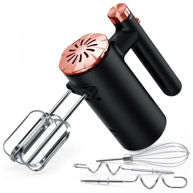Hand Mixer Bateira De Mão Com 5 Velocidades E Acessórios Em Aço Inoxidável, 110v 500w, Preto