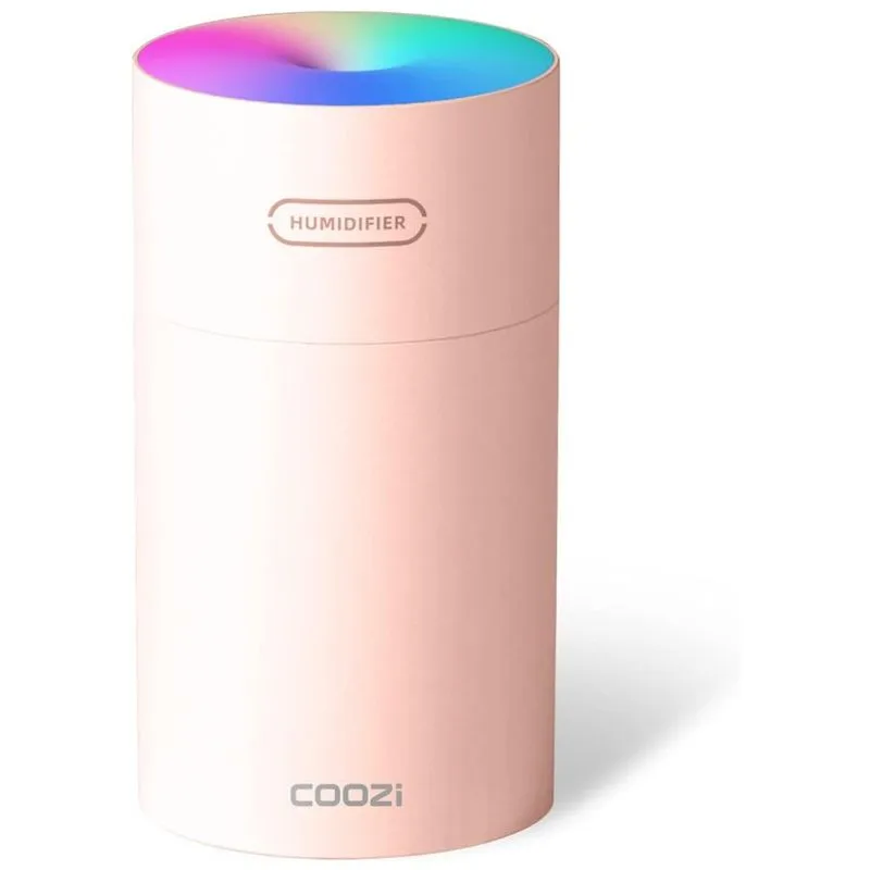 Umidificador Portatil 0.3l Com Aromaterapia, 7 Luzes Com Desligamento Automatico, 110v, Coozi, Rosa