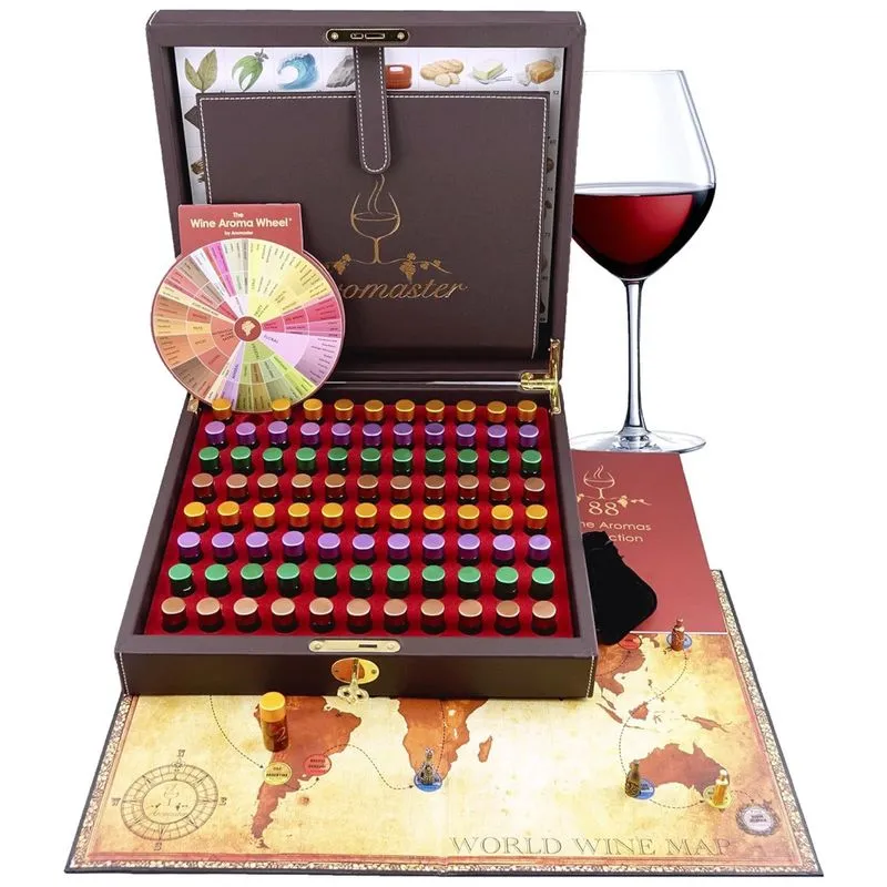 Kit Com 88 Aromas De Vinho Para Sommeliers Com Jogo De Tabuleiro Sobre Aromas, Aromaster, Marrom