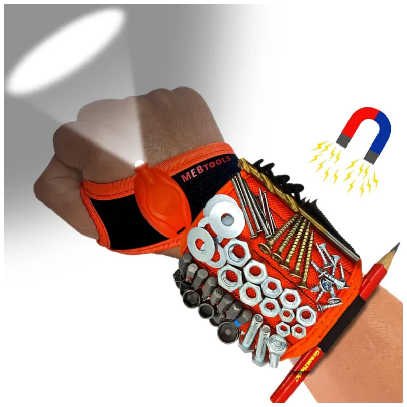 Pulseira Magnética Para Pregos, Parafusos E Chaves, Mebtools, Laranja