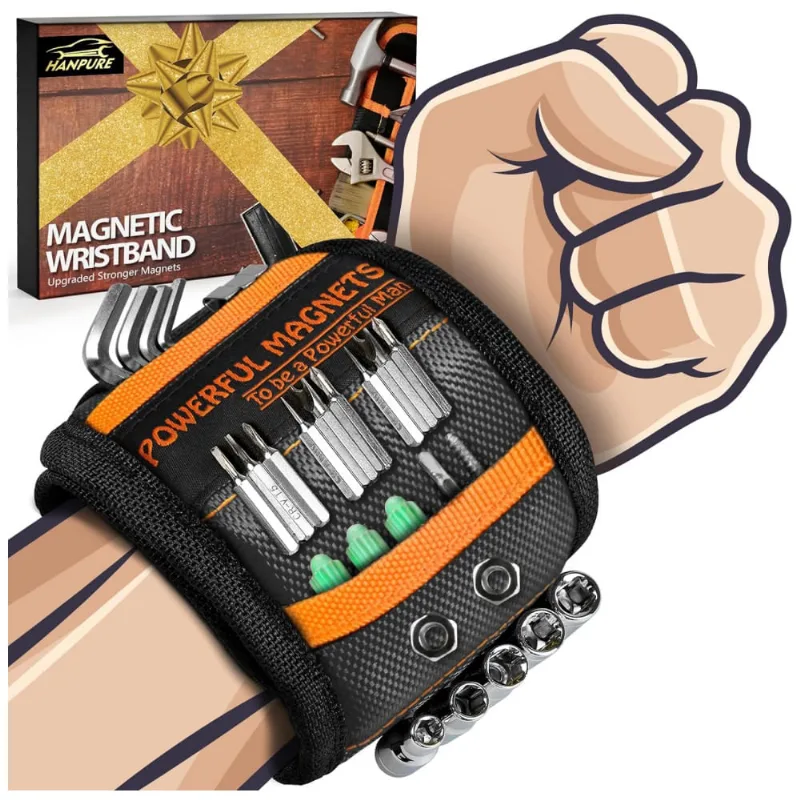 Pulseira Magnetica Para Pregos, Parafusos E Chaves, Hanpure, Preto