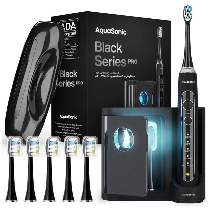 Aquasonic Escova De Dentes Elatrica Ultra Branqueadora, 4 Modos E Temporizadores Inteligentes, Preto