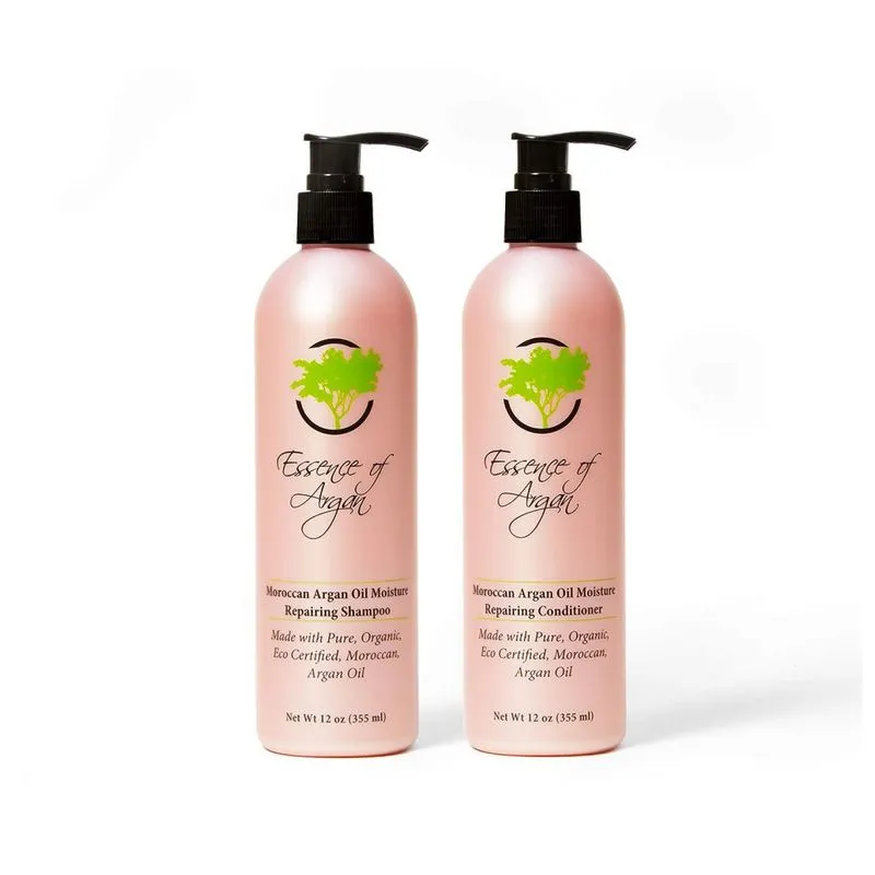 Shampoo E Condicionador De Óleo De Argan Marroquino Essência 100% Pura Homens E Mulheres 355ml