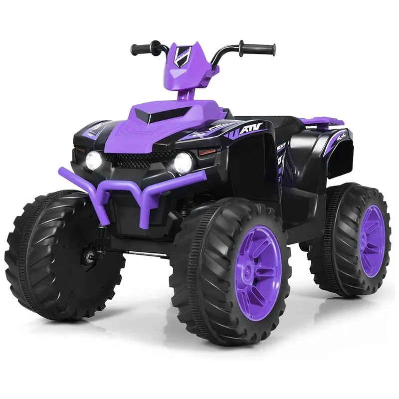 Costzon Kids Quadriciclo Elétrico 1 Assento 12v, Com Luzes De Led, Roxo