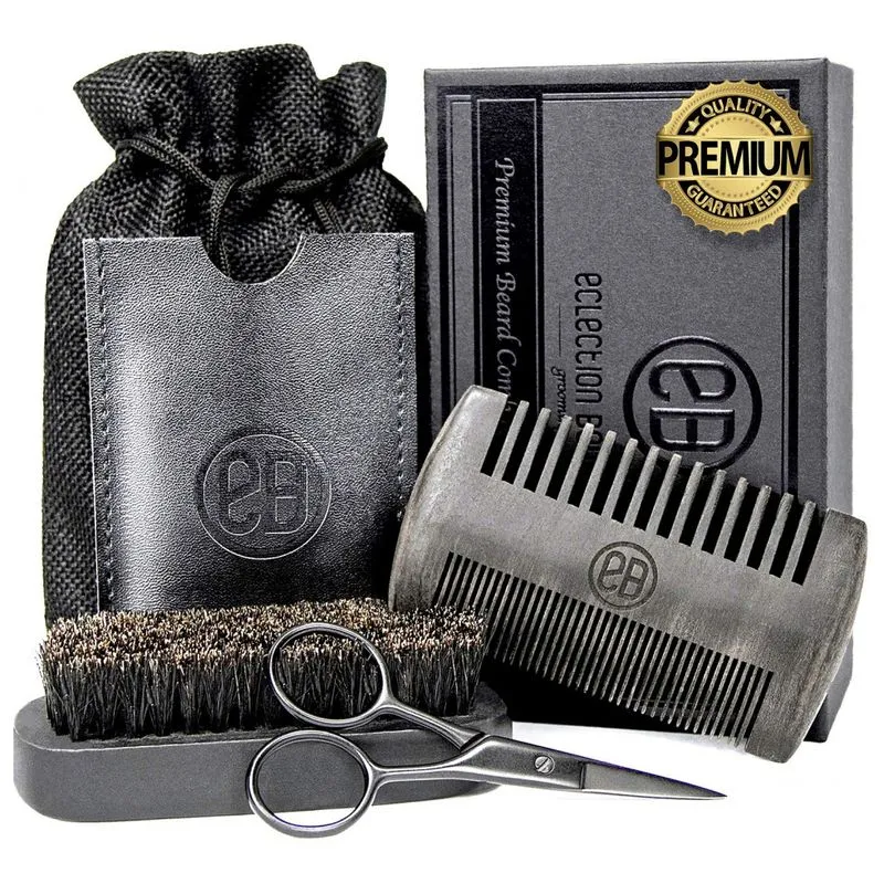 Kit Para Barba Profissional Portátil Com Cera E Pente, 3 Itens, Eclection Boutique, Preto