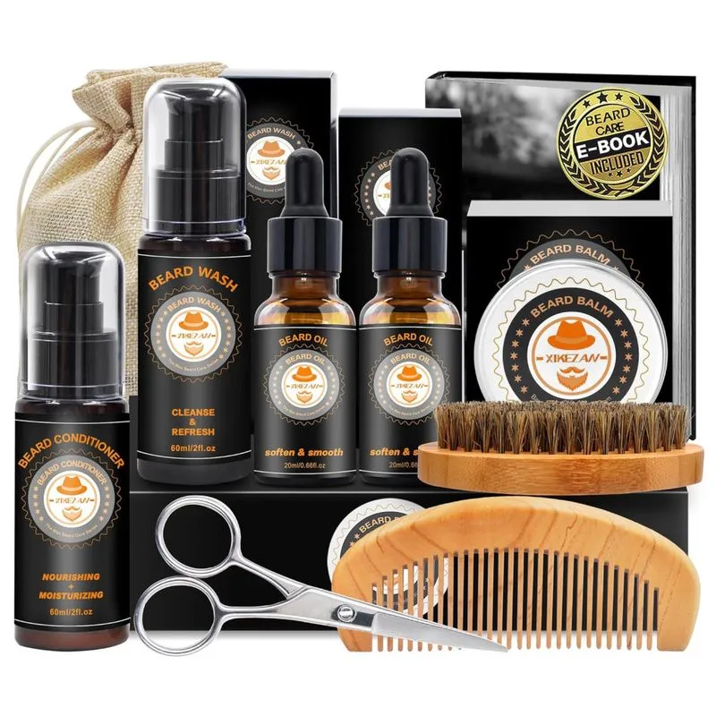Kit Para Barba Profissional Portatil Com Cera E Pente, 7 Itens, Xikezan , Preto