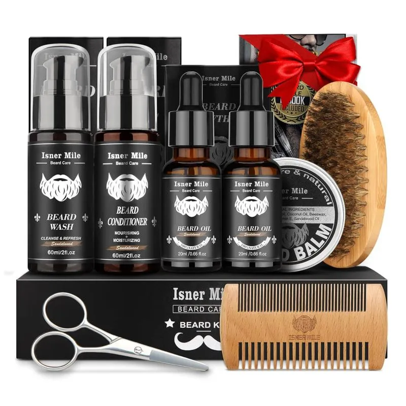 Kit Para Barba Profissional Portatil Com Cera E Pente, 7 Itens, Comfy Mate Cm Beardwash 02, Preto