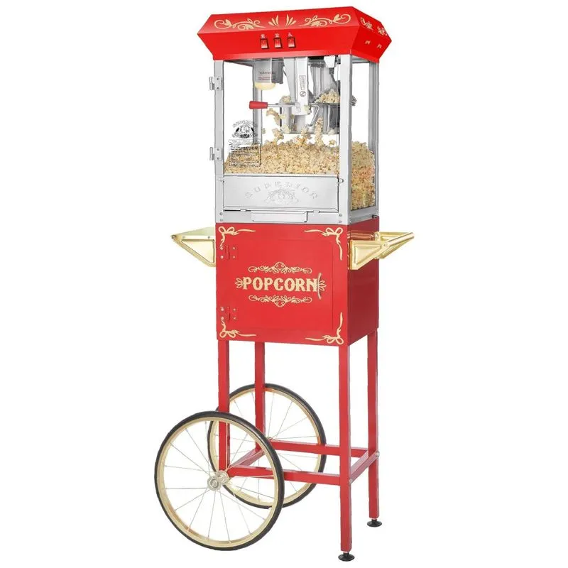 Popcorn Company Carrinho De Pipoca Elétrico Vintage Com Panela Antiaderente Faz Até 11 Kg Por Vez, 110v 850w