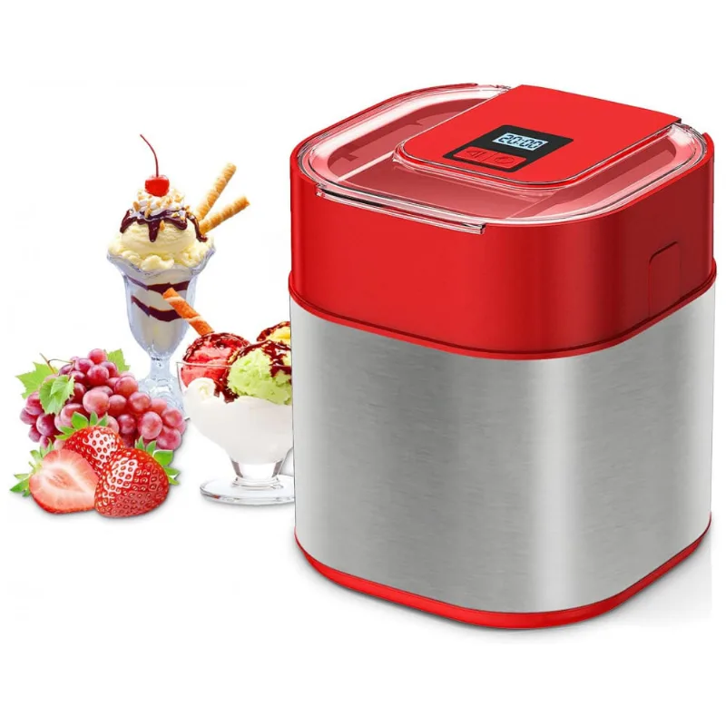 Maquina De Sorvete Automatica 1.5l, 110v, Helebes Icm10011 Red, Vermelho