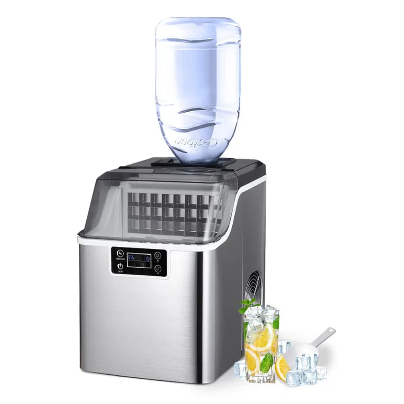 Coolome Maquina De Gelo Automatica Portatil Ate 20kg, 24h, 110v, Coolhome, Prateado